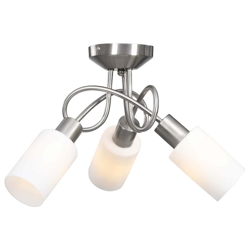 Laelamp keraamiliste varjudega 3 E14 pirni jaoks, valge koonus