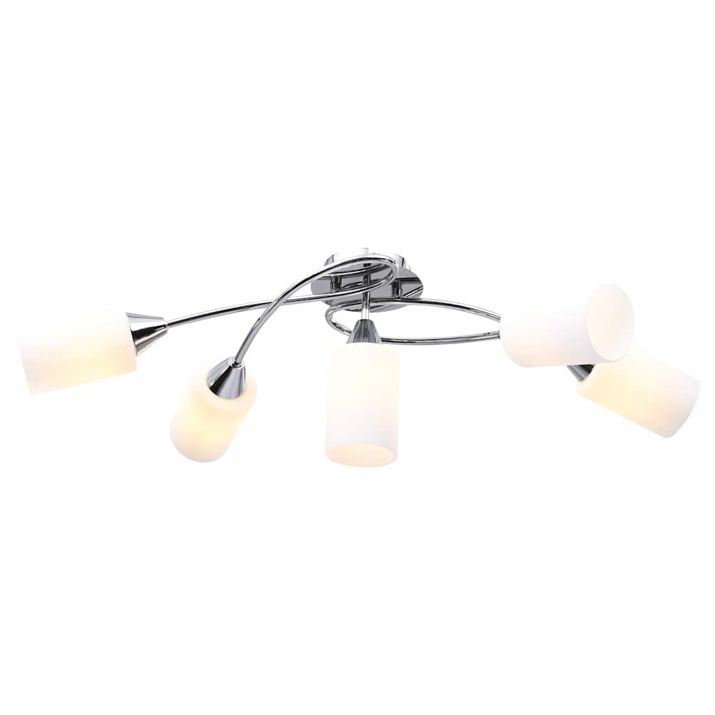 Laelamp keraamiliste varjudega 5 E14 pirni jaoks, valge koonus