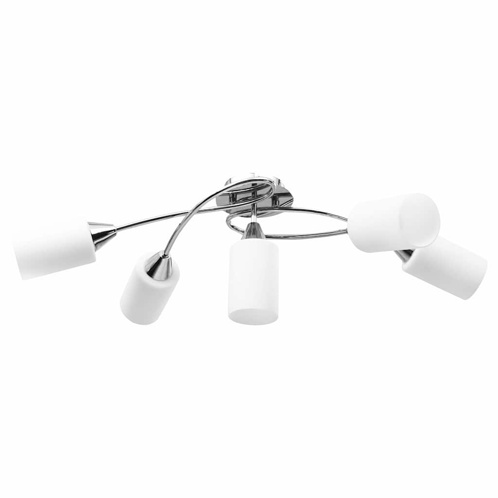 Laelamp keraamiliste varjudega 5 E14 pirni jaoks, valge koonus