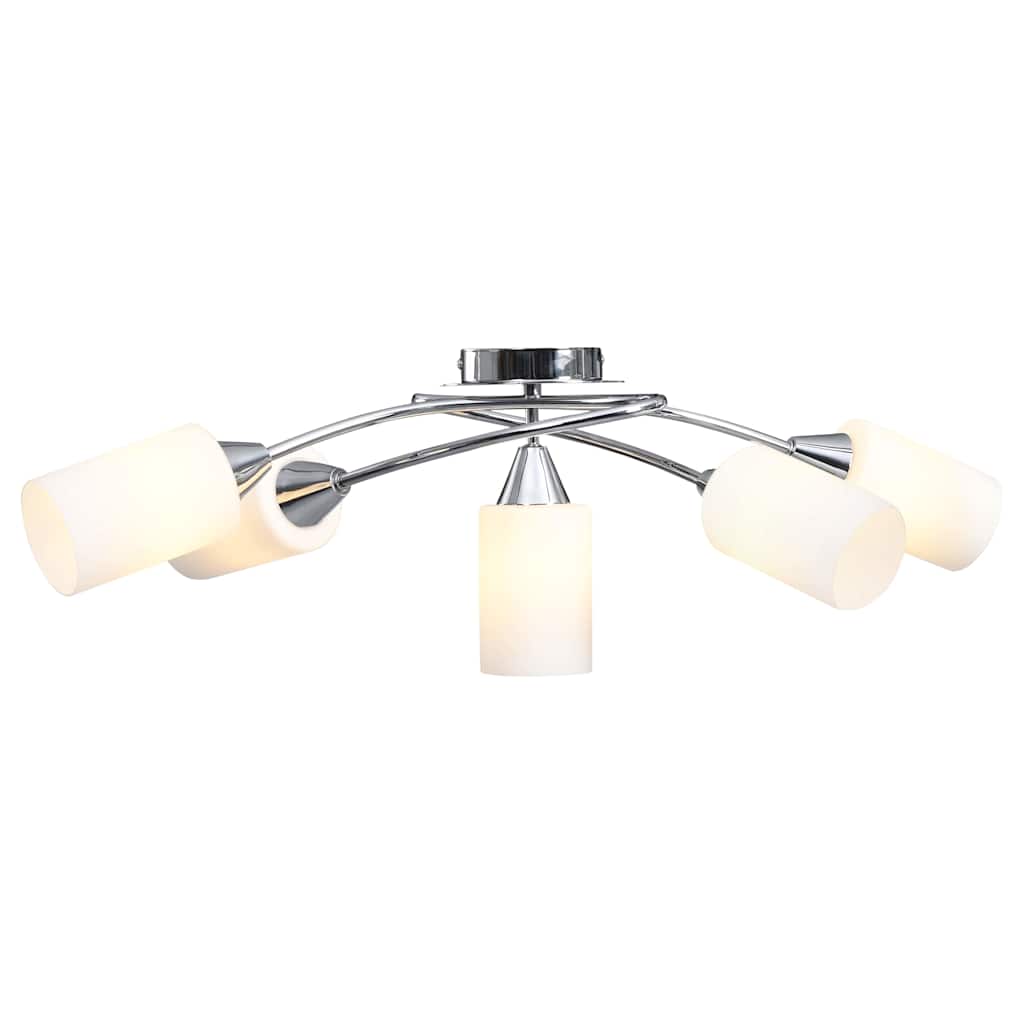 Laelamp keraamiliste varjudega 5 E14 pirni jaoks, valge koonus