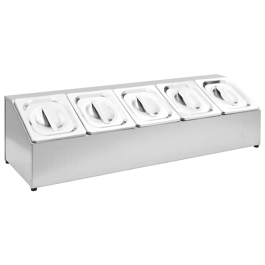 Toiduplaadi hoidja 5 GN 1/6 panniga, roostevaba teras