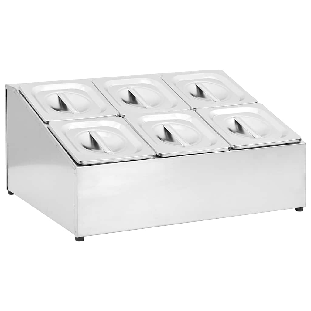 Toiduplaadi hoidja 4 GN 1/6 panniga, roostevaba teras