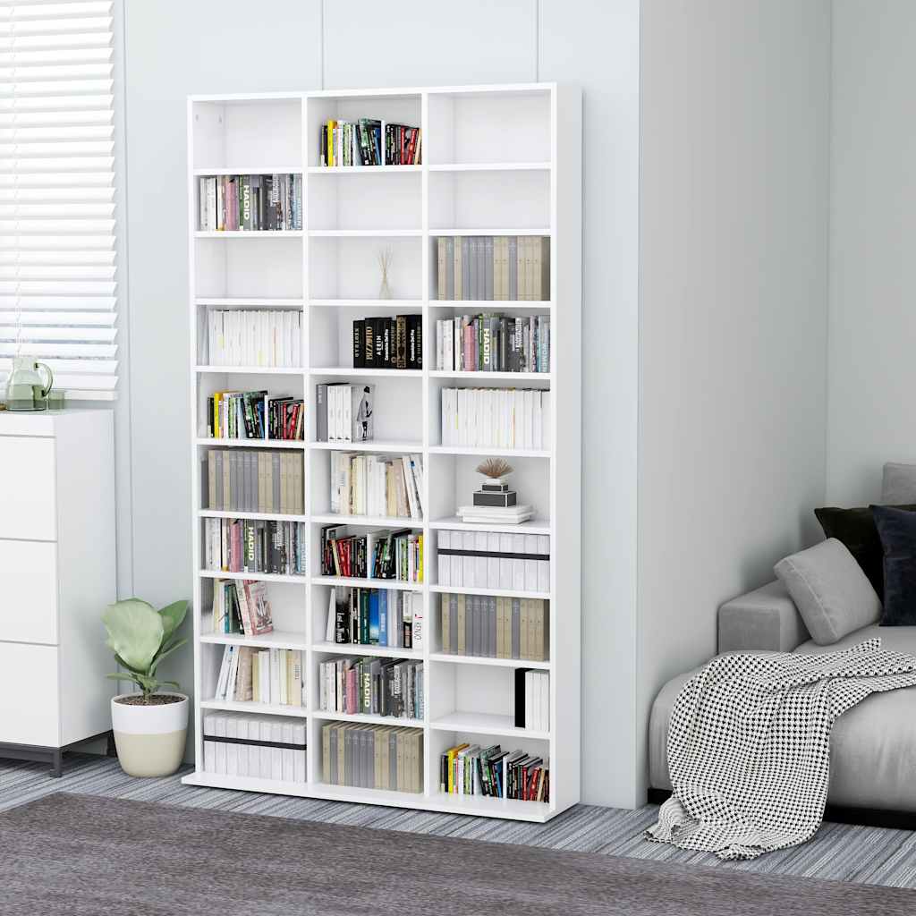 CD-kapp, valge, 102 x 23 x 177,5 cm, tehispuit