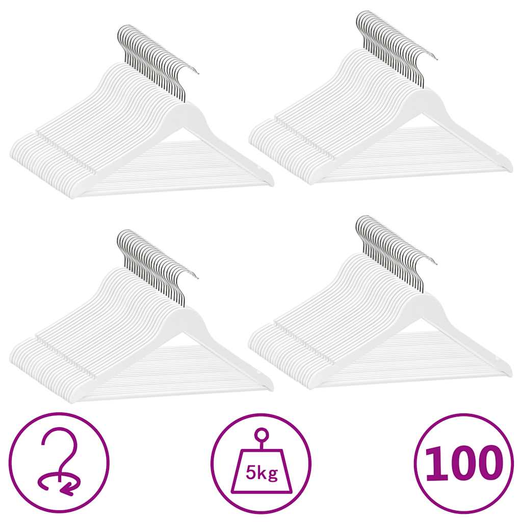 100 tk riidepuud, libisemiskindel, valge, puit