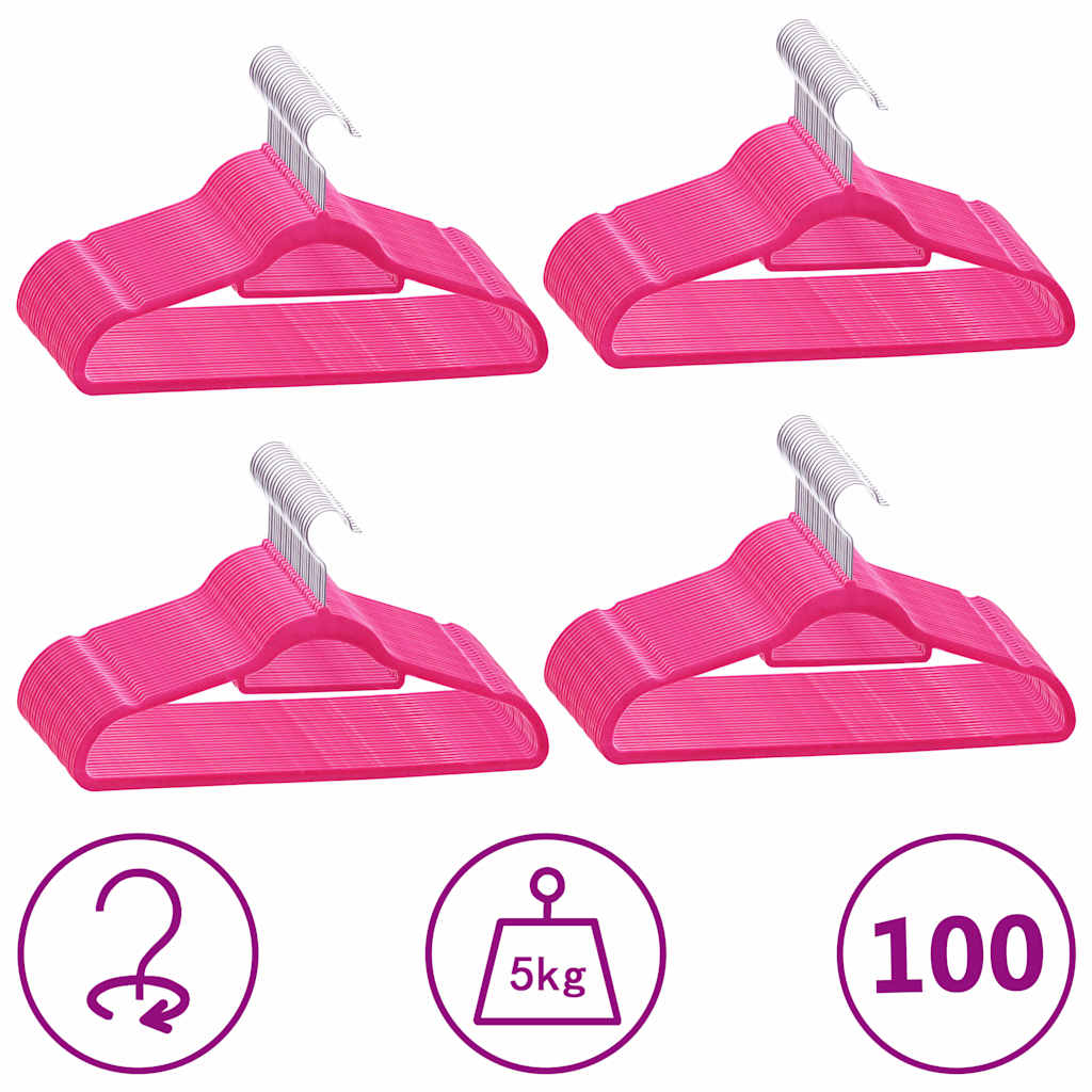 100 tk riidepuud, libisemiskindel, roosa, samet