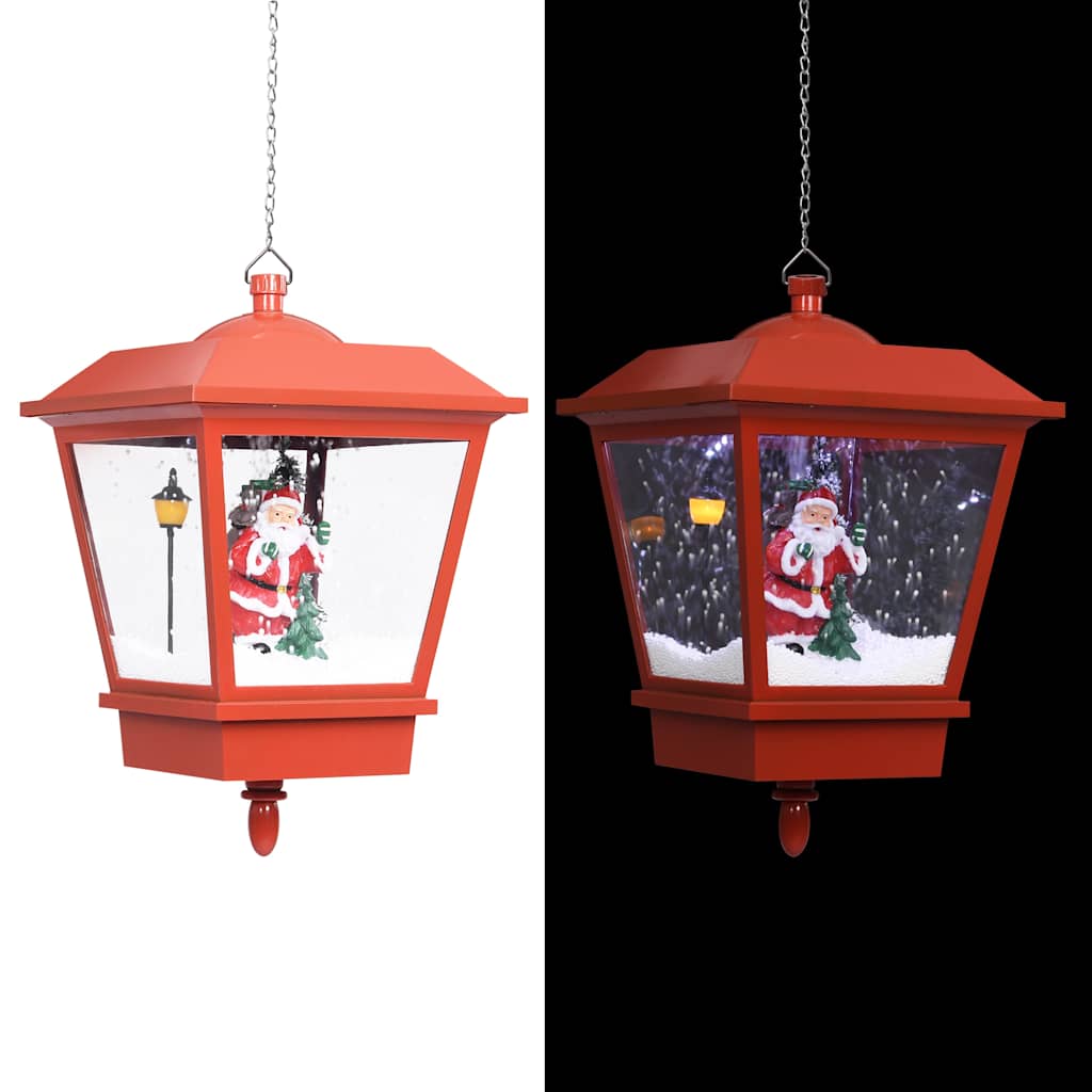 Rippuv jõululamp LED-tule ja jõuluvanaga, punane, 27x27x45 cm
