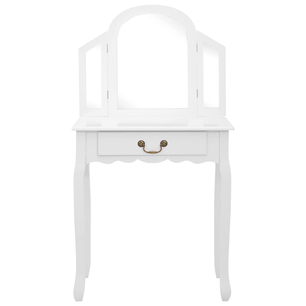 Tualettlaud taburetiga, valge 65x36x128 cm, Paulownia puit, MDF