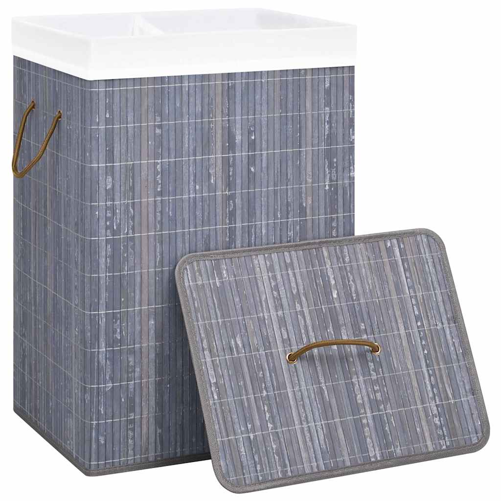 Bambusest pesukorv 2 sektsiooniga, hall 72 l