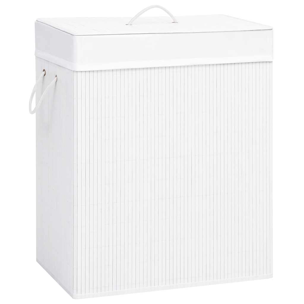 Bambusest pesukorv 2 sektsiooniga, valge 100 l