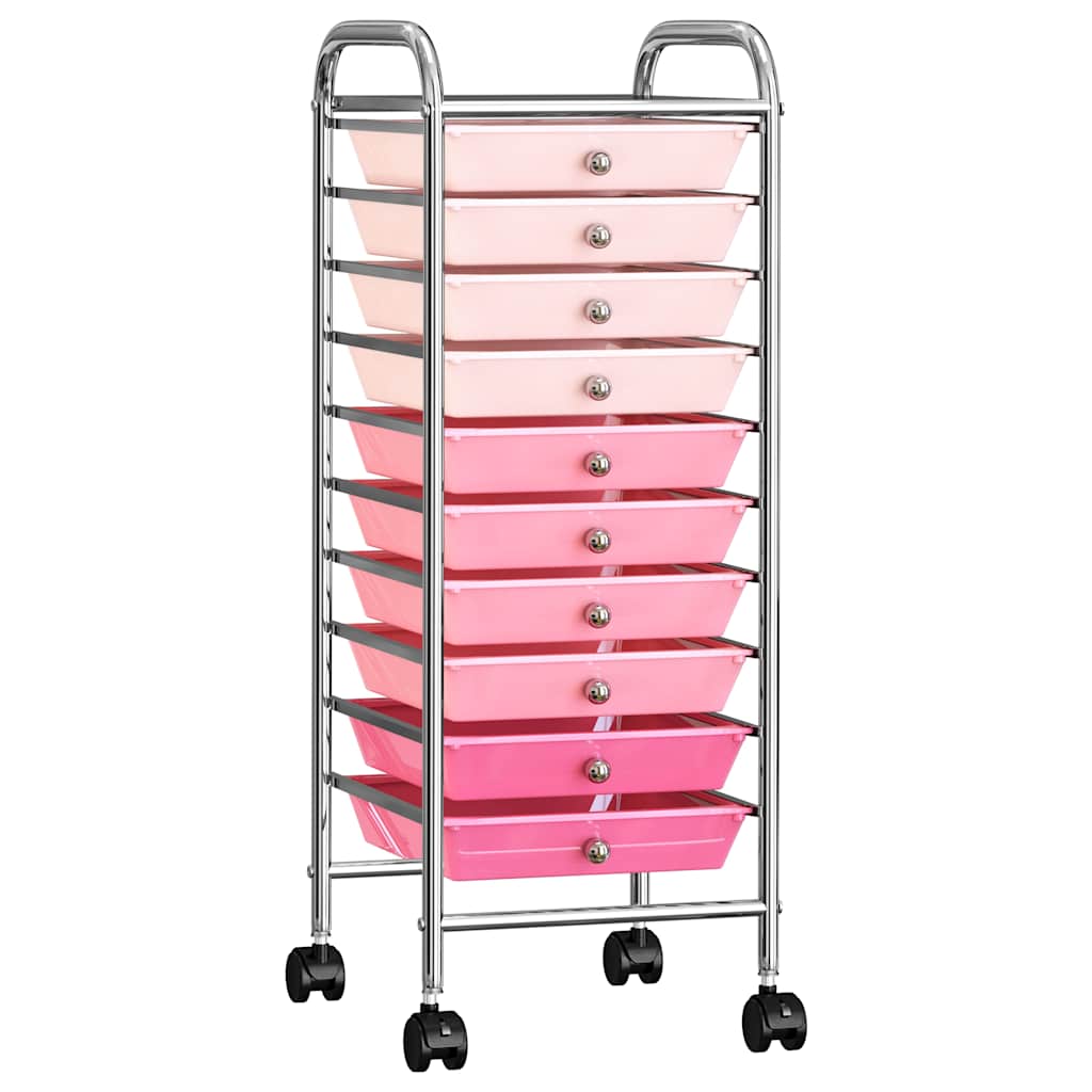 10 sahtliga liigutatav hoiukäru, ombre, roosa, plast