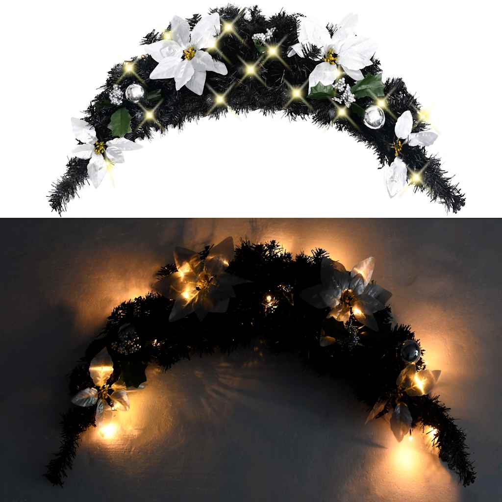 Jõulukaar LED-tuledega, must, 90 cm, PVC