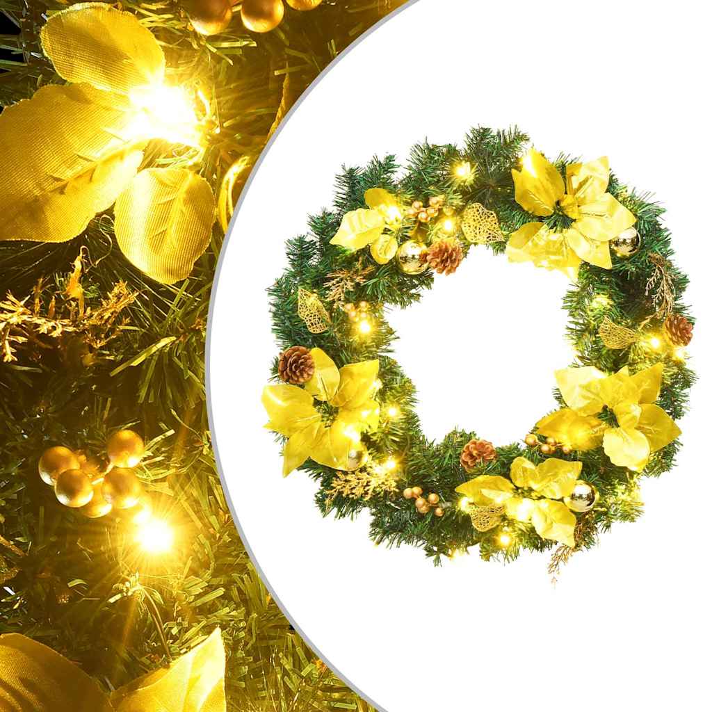 Jõulupärg LED-tuledega roheline 60 cm PVC