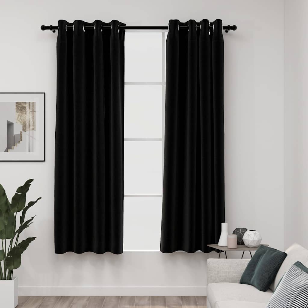 Linase välimusega pimendavad kardinad 2 tk antratsiit 140x175cm