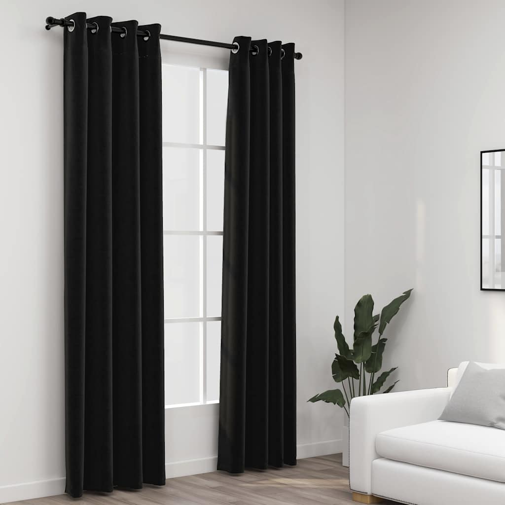 Linase välimusega pimendavad kardinad 2 tk antratsiit 140x225cm