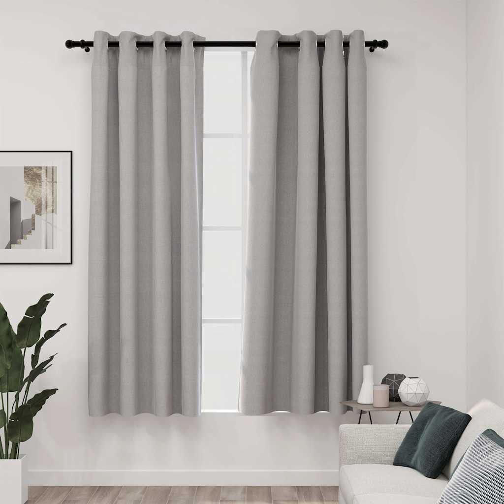 Linase välimusega pimendavad kardinad 2 tk hall 140 x 175 cm