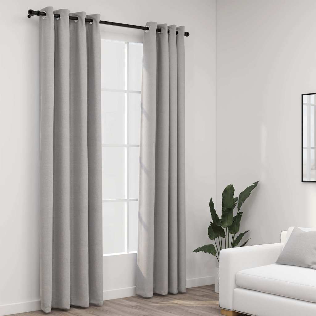 Linase välimusega pimendavad kardinad 2 tk hall 140 x 245 cm