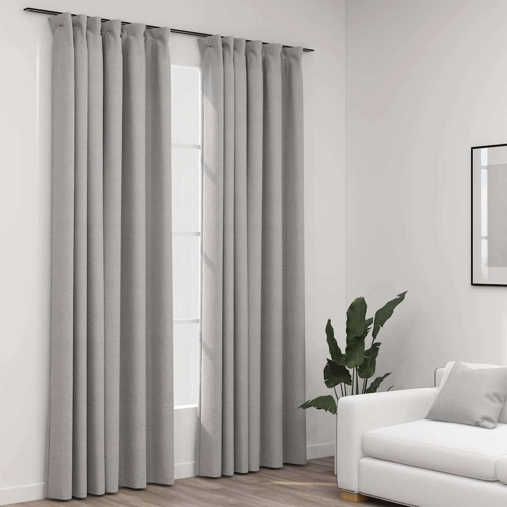 Pimendavad kardinad konksudega, 2 tk hall 140 x 225 cm