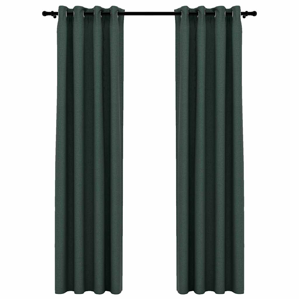 Linase välimusega pimendavad kardinad 2 tk roheline 140x225 cm