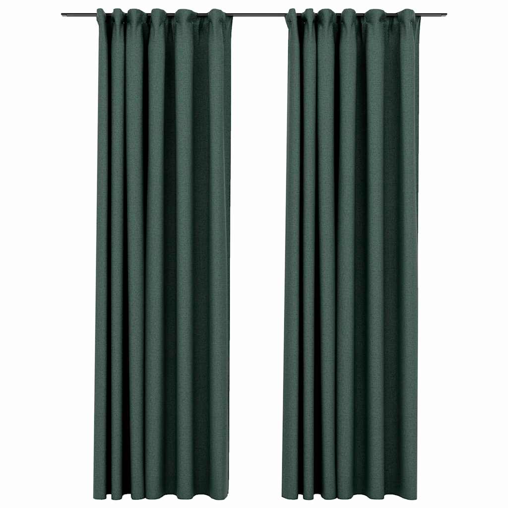 Pimendavad kardinad konksudega, 2 tk roheline 140 x 225 cm