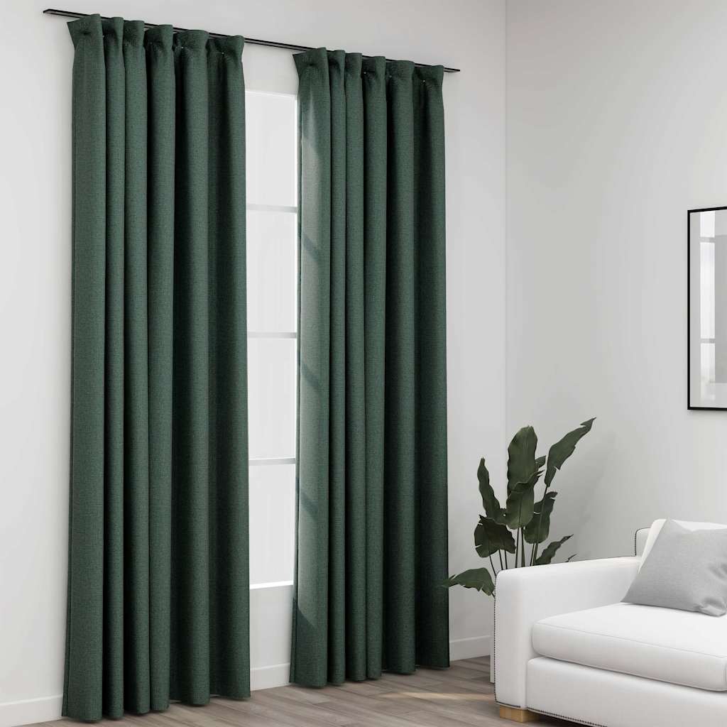 Pimendavad kardinad konksudega, 2 tk roheline 140 x 245 cm
