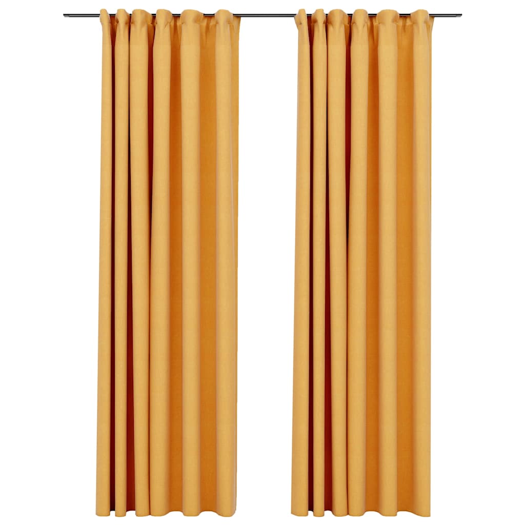 Pimendavad kardinad konksudega, 2 tk kollane 140 x 225 cm