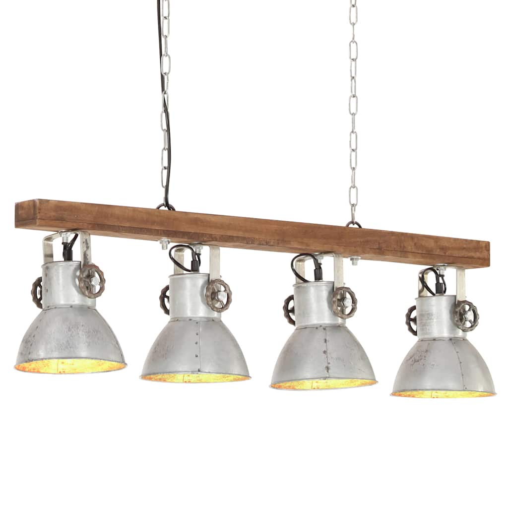 Tööstuslik laelamp, hõbedane, E27, mangopuit