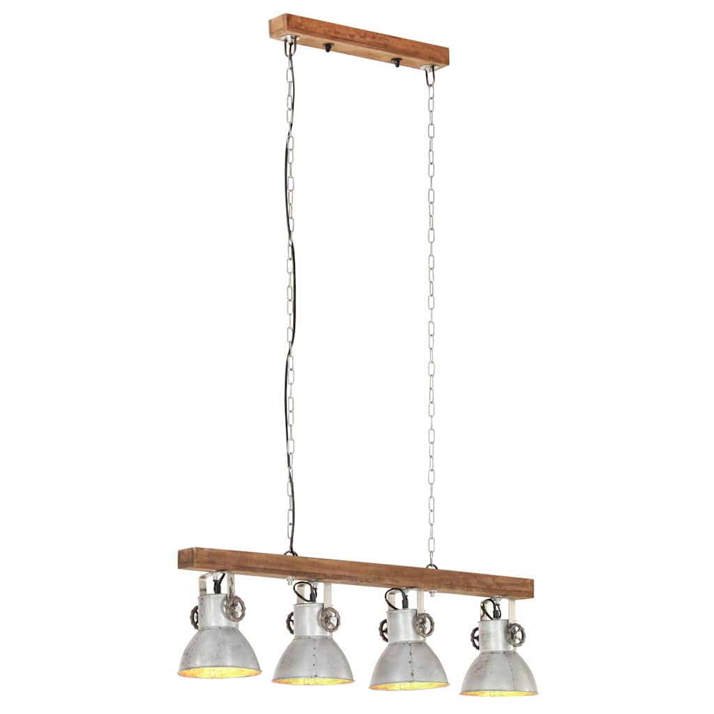 Tööstuslik laelamp, hõbedane, E27, mangopuit
