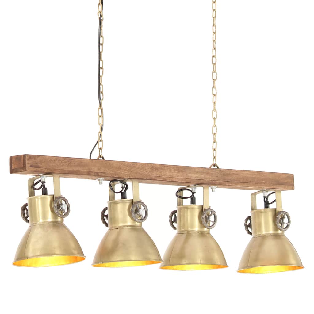Tööstuslik laelamp, messing, E27, mangopuit