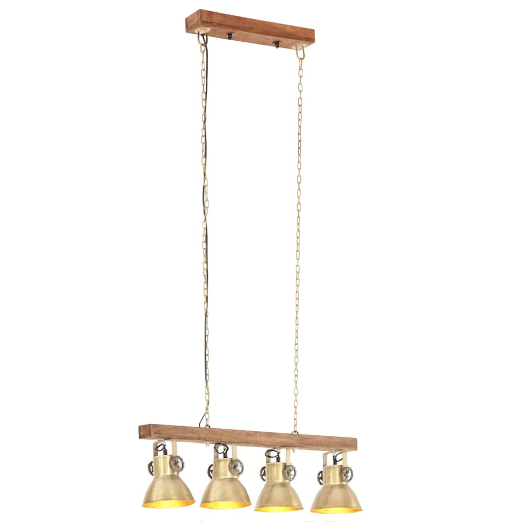 Tööstuslik laelamp, messing, E27, mangopuit