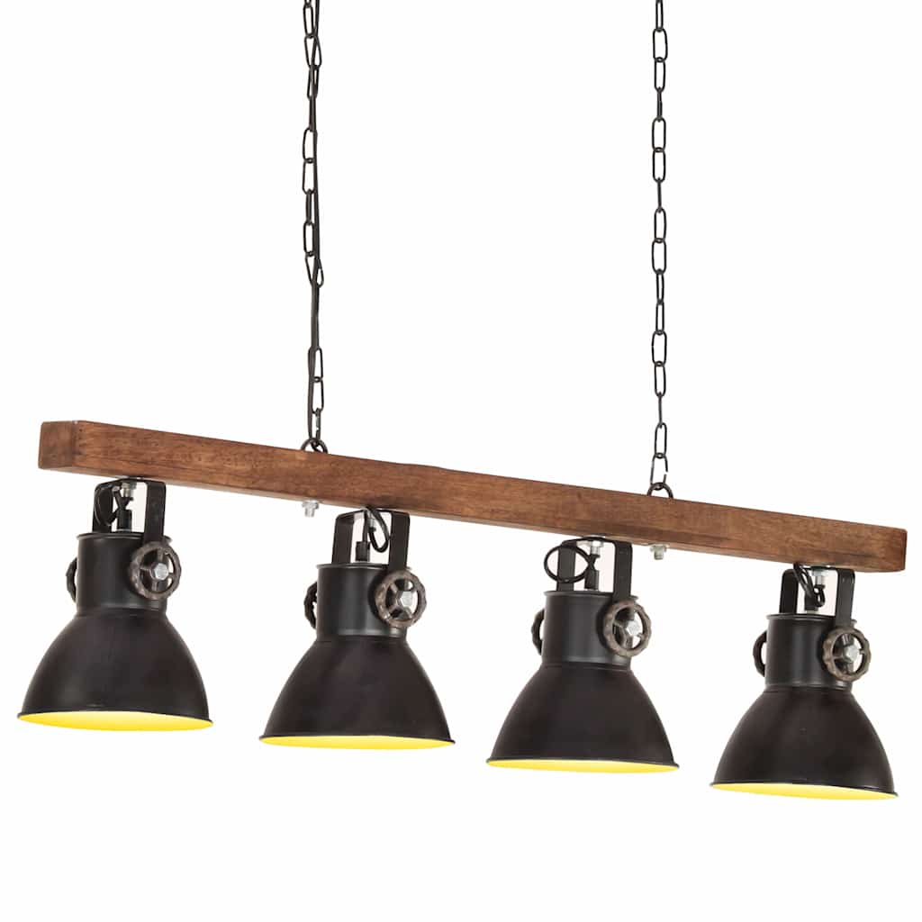 Tööstuslik laelamp, must, E27, mangopuit