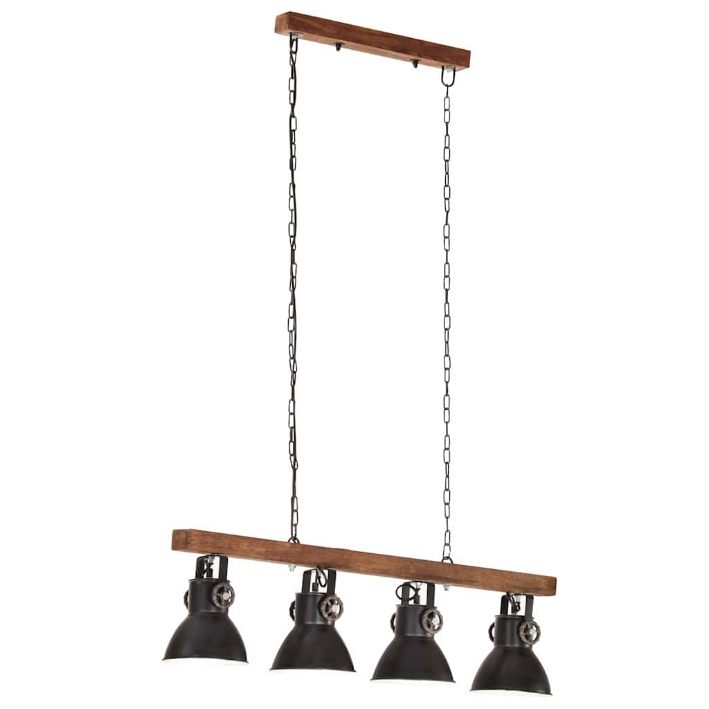 Tööstuslik laelamp, must, E27, mangopuit