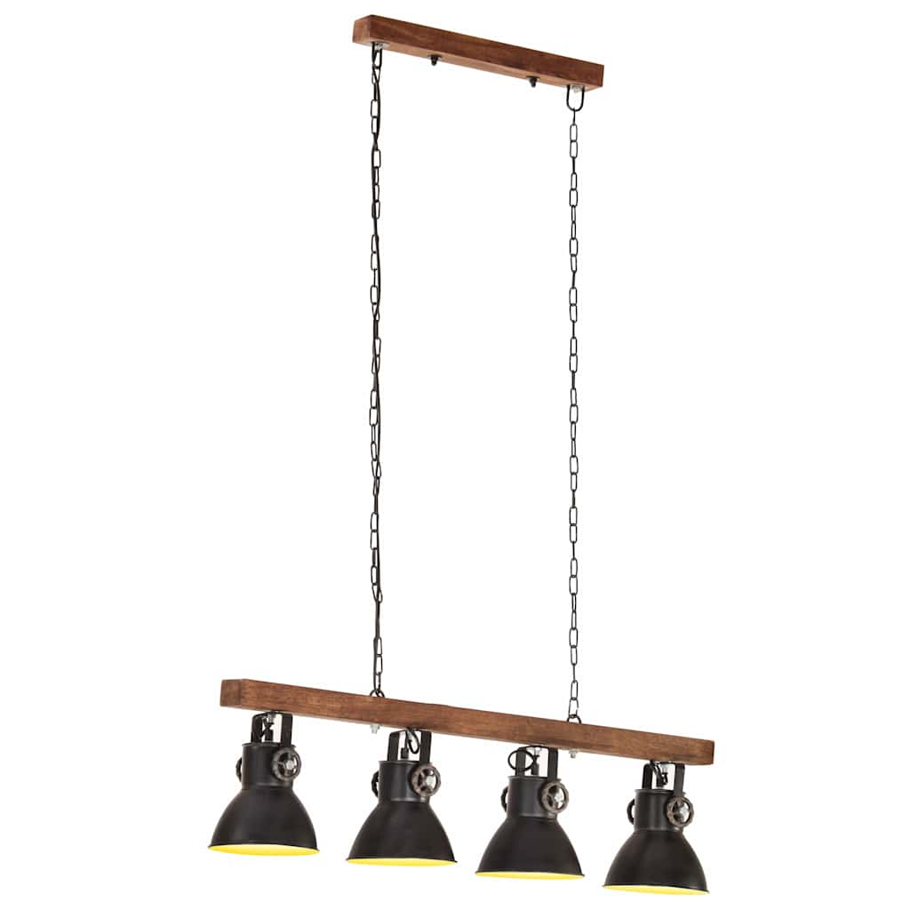 Tööstuslik laelamp, must, E27, mangopuit