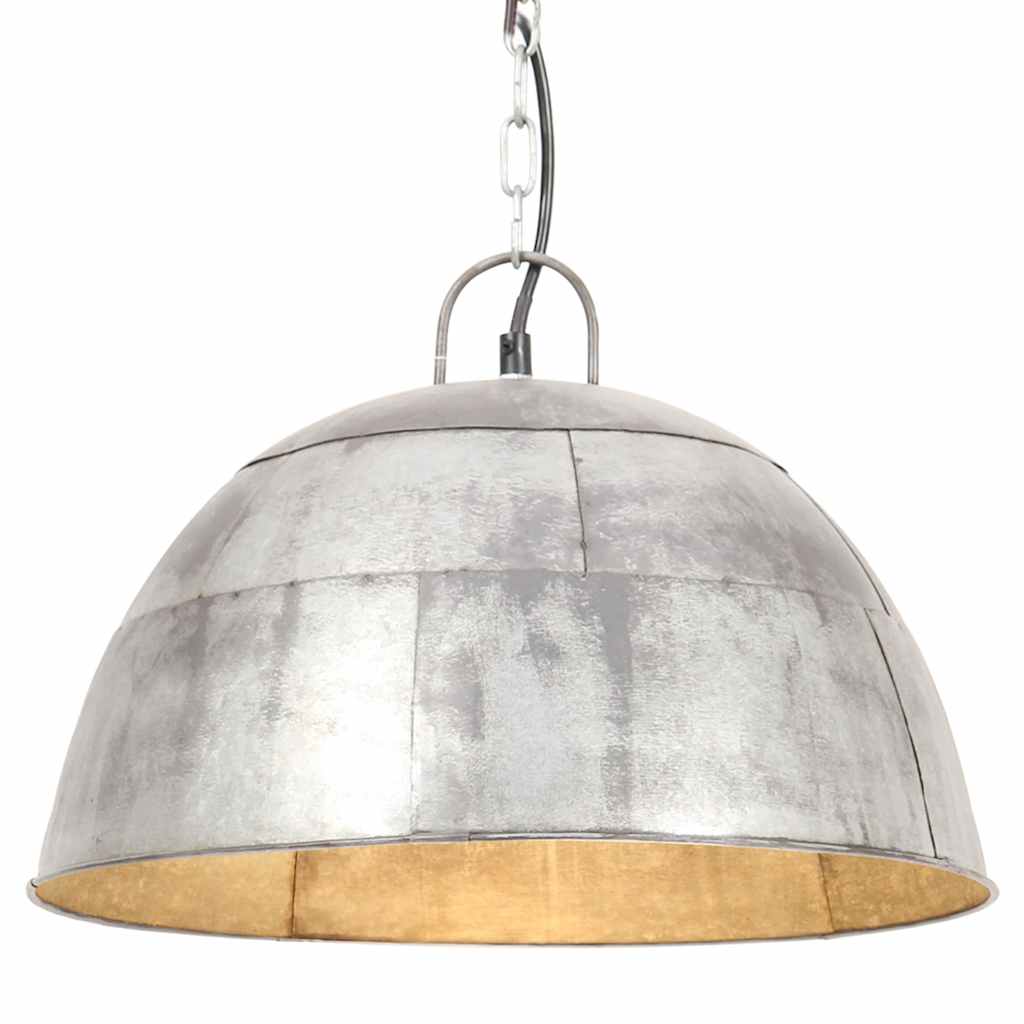 Tööstuslik vanaaegne laelamp 25 W hõbedane, ümmargune 41 cm E27