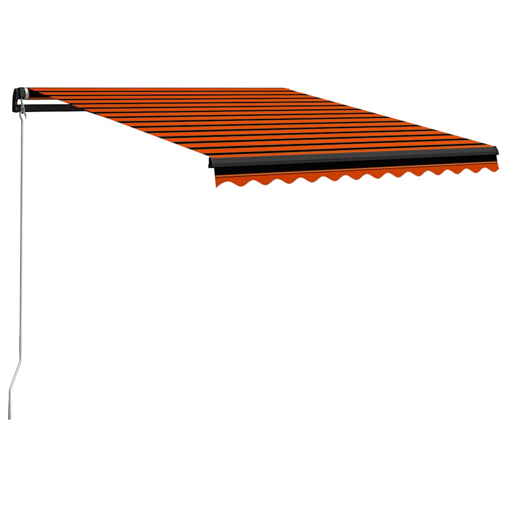 Käsitsi sissetõmmatav varikatus, LED 350x250 cm, oranž ja pruun
