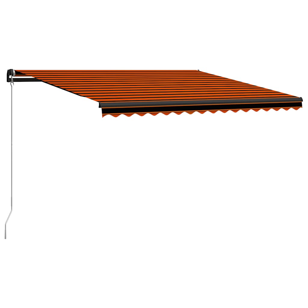 Käsitsi sissetõmmatav varikatus, LED 450x300 cm, oranž ja pruun