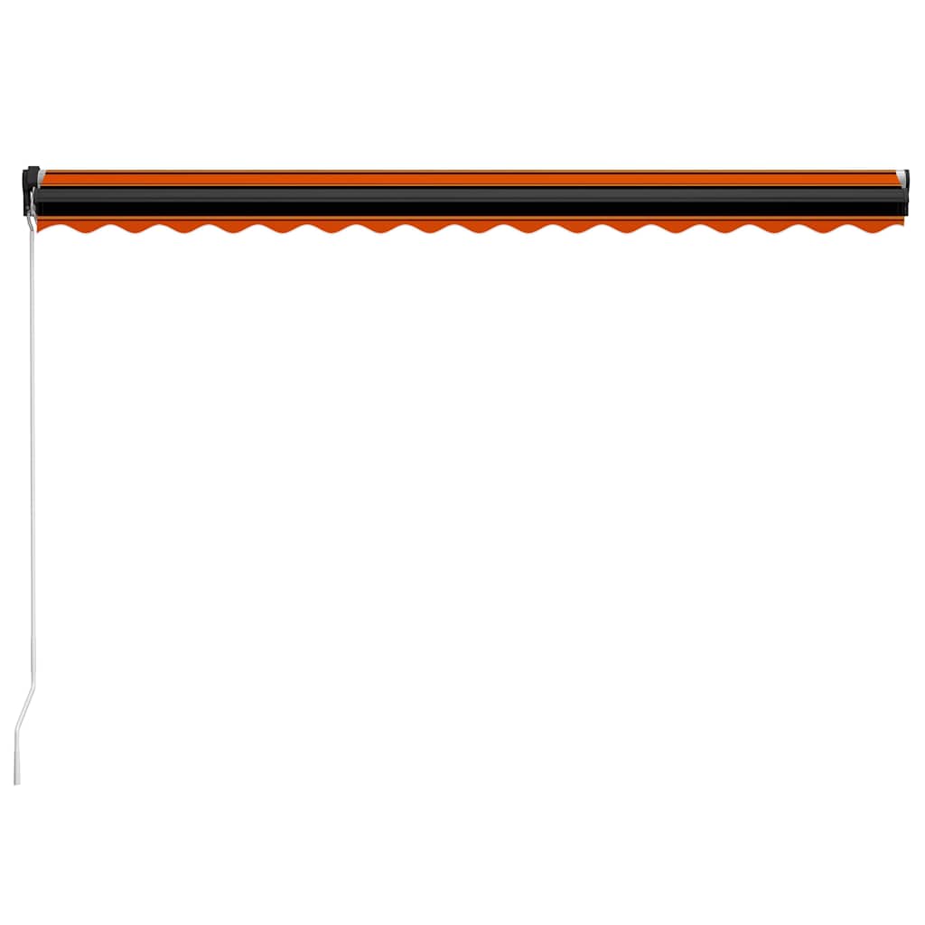 Käsitsi sissetõmmatav varikatus, LED 450x300 cm, oranž ja pruun