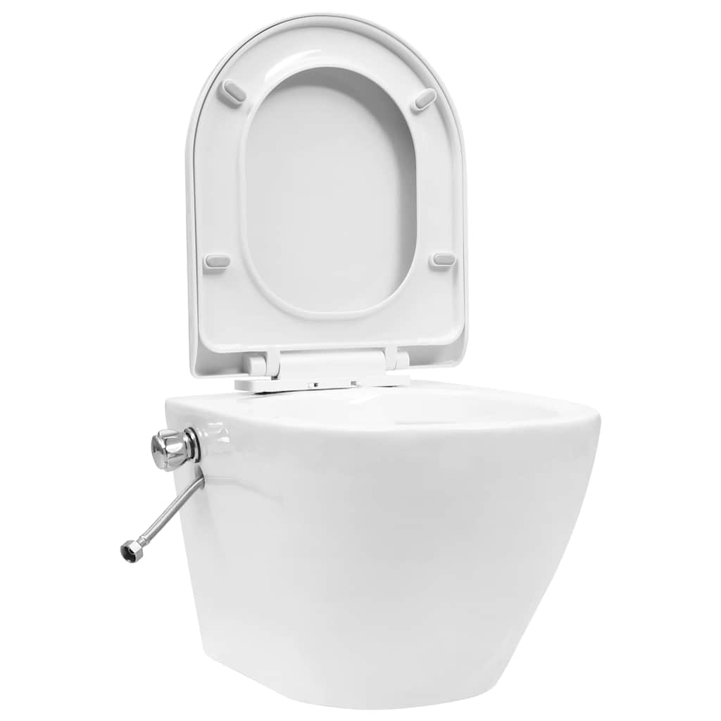 Seinale kinnituv ääreta peidetud loputuskastiga WC-pott, valge