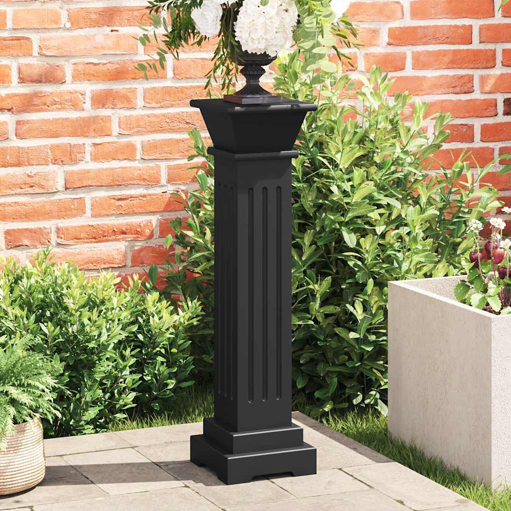 Klassikaline kandiline lillepostament, must, 17x17x66 cm, MDF