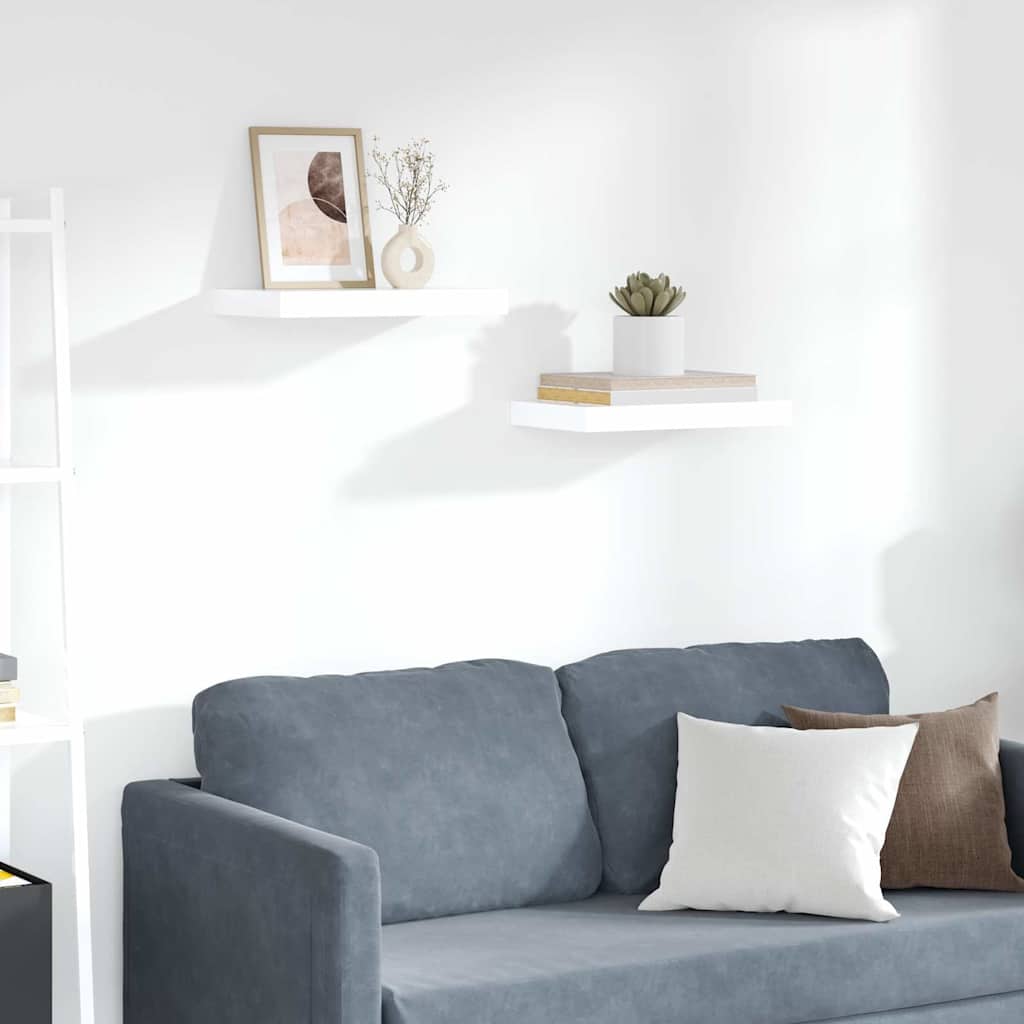 Seinariiulid, 2 tk, kõrgläikega, valge, 40 x 23,5 x 3,8 cm MDF