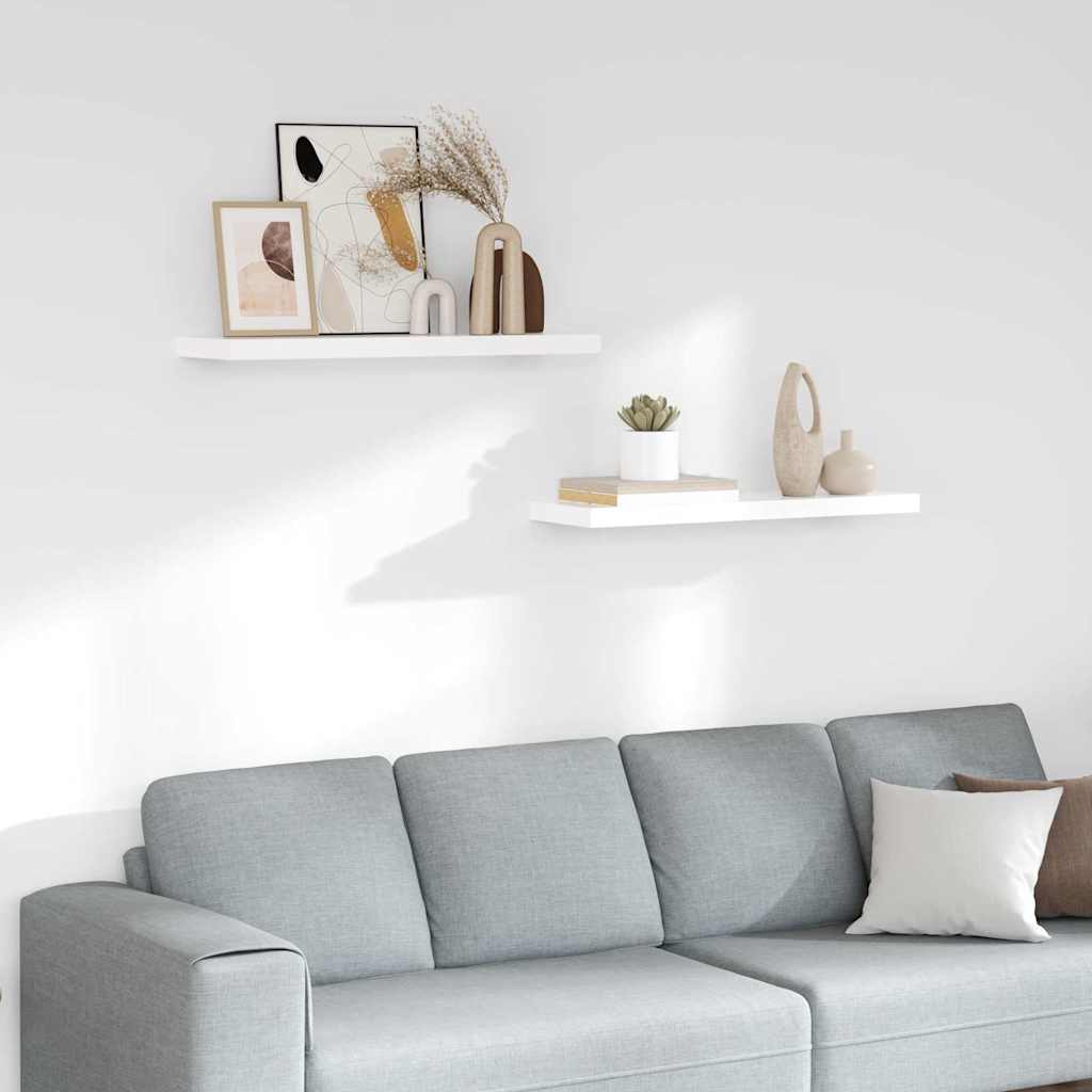 Seinariiulid, 2 tk, kõrgläikega valge, 80 x 23,5 x 3,8 cm MDF