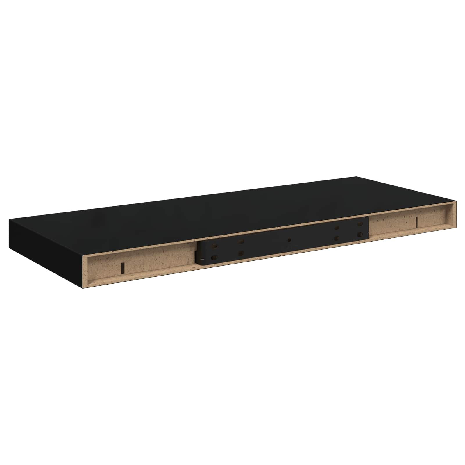 Seinariiulid, 2 tk, kõrgläikega must, 60 x 23,5 x 3,8 cm MDF