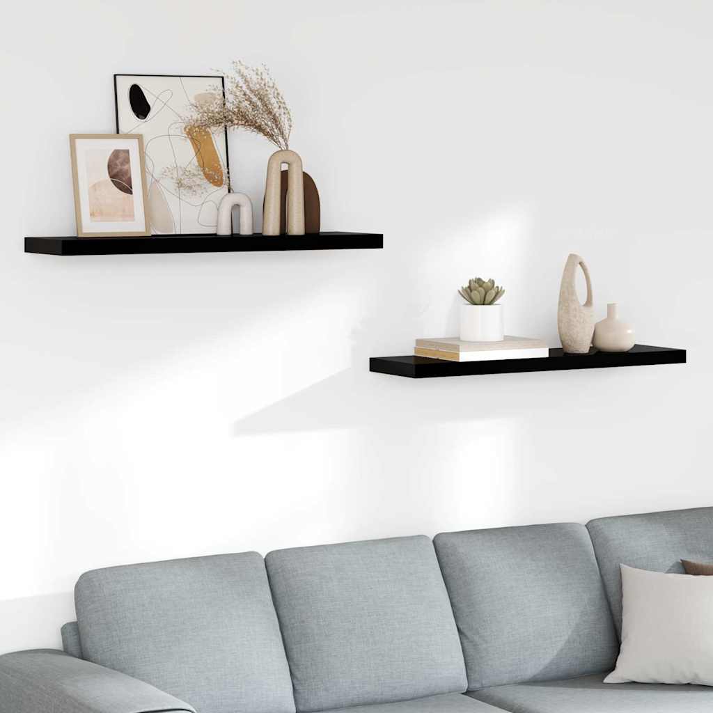 Seinariiulid, 2 tk, kõrgläikega, must, 90 x 23,5 x 3,8 cm MDF