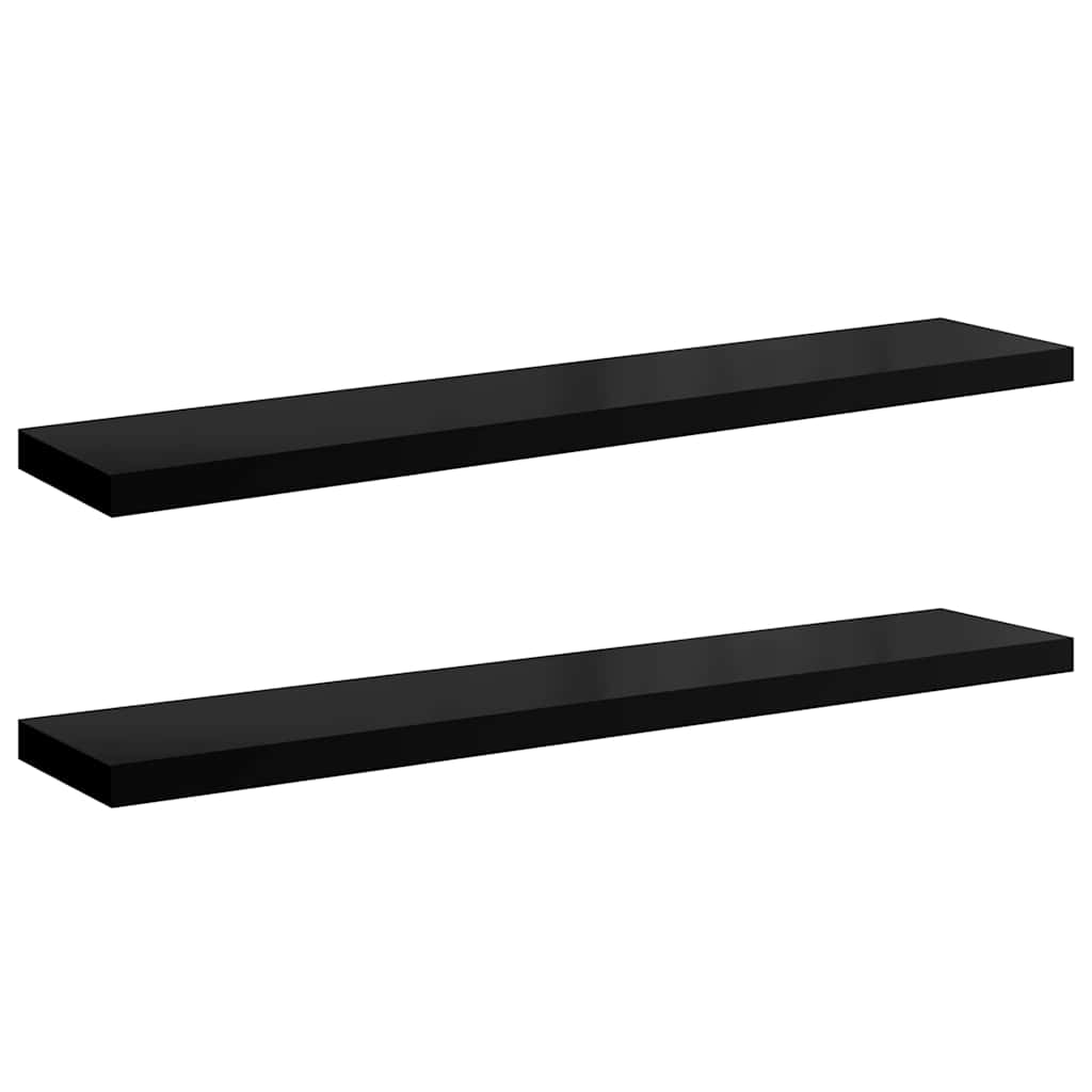 Seinariiulid, 2 tk, kõrgläikega must, 120x23,5x3,8 cm MDF
