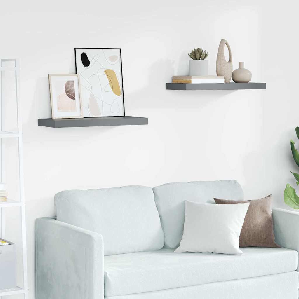 Seinariiulid, 2 tk, kõrgläikega hall, 60 x 23,5 x 3,8 cm MDF