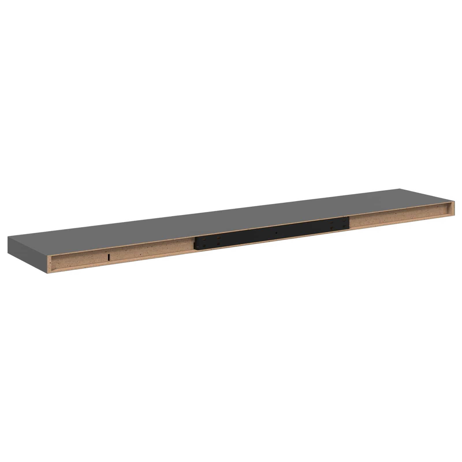 Seinariiulid, 2 tk, kõrgläikega, hall, 120x23,5x3,8 cm MDF