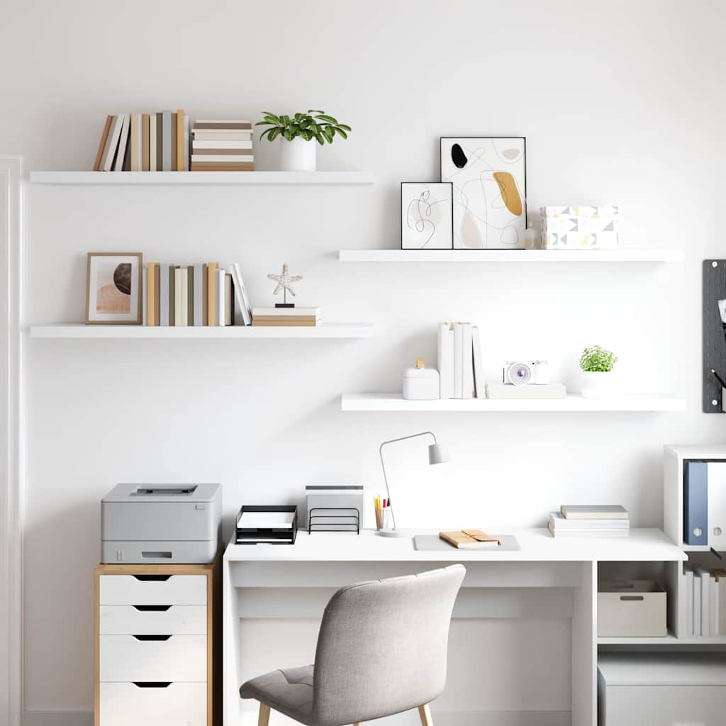 Seinariiulid, 4 tk, valge, 120x23,5x3,8 cm MDF