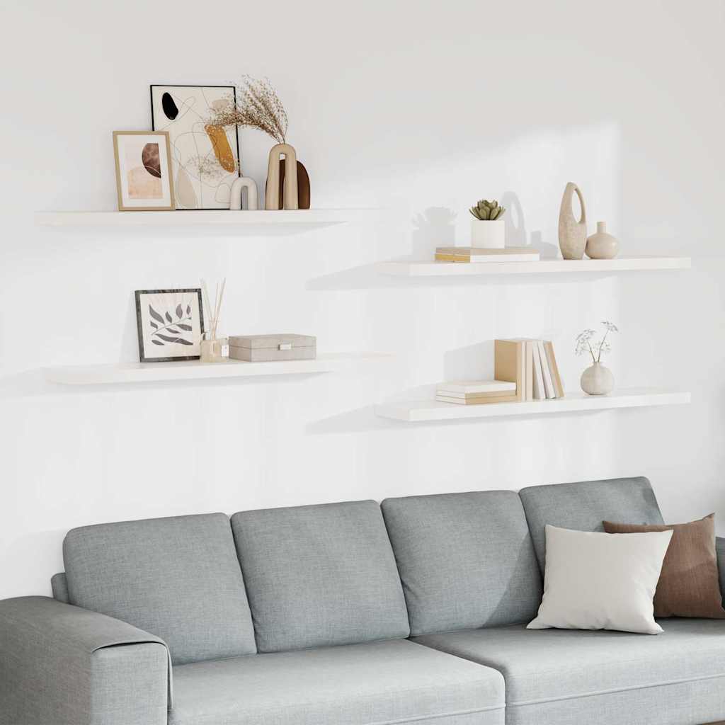 Seinariiulid, 4 tk, valge, 120x23,5x3,8 cm MDF
