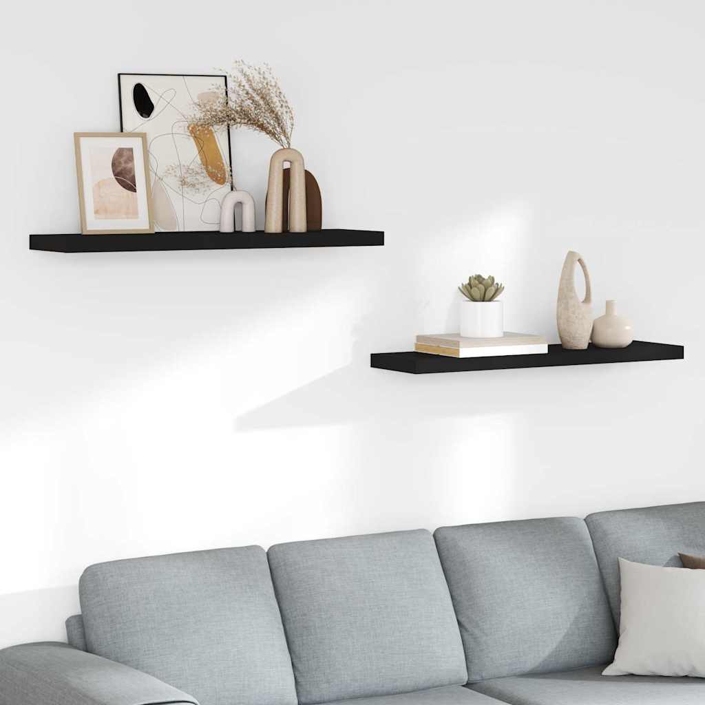 Seinariiulid, 2 tk, must, 90 x 23,5 x 3,8 cm MDF