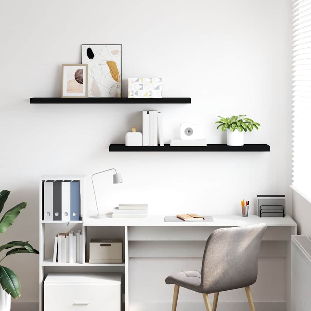 Seinariiulid, 2 tk, must, 120x23,5x3,8 cm MDF