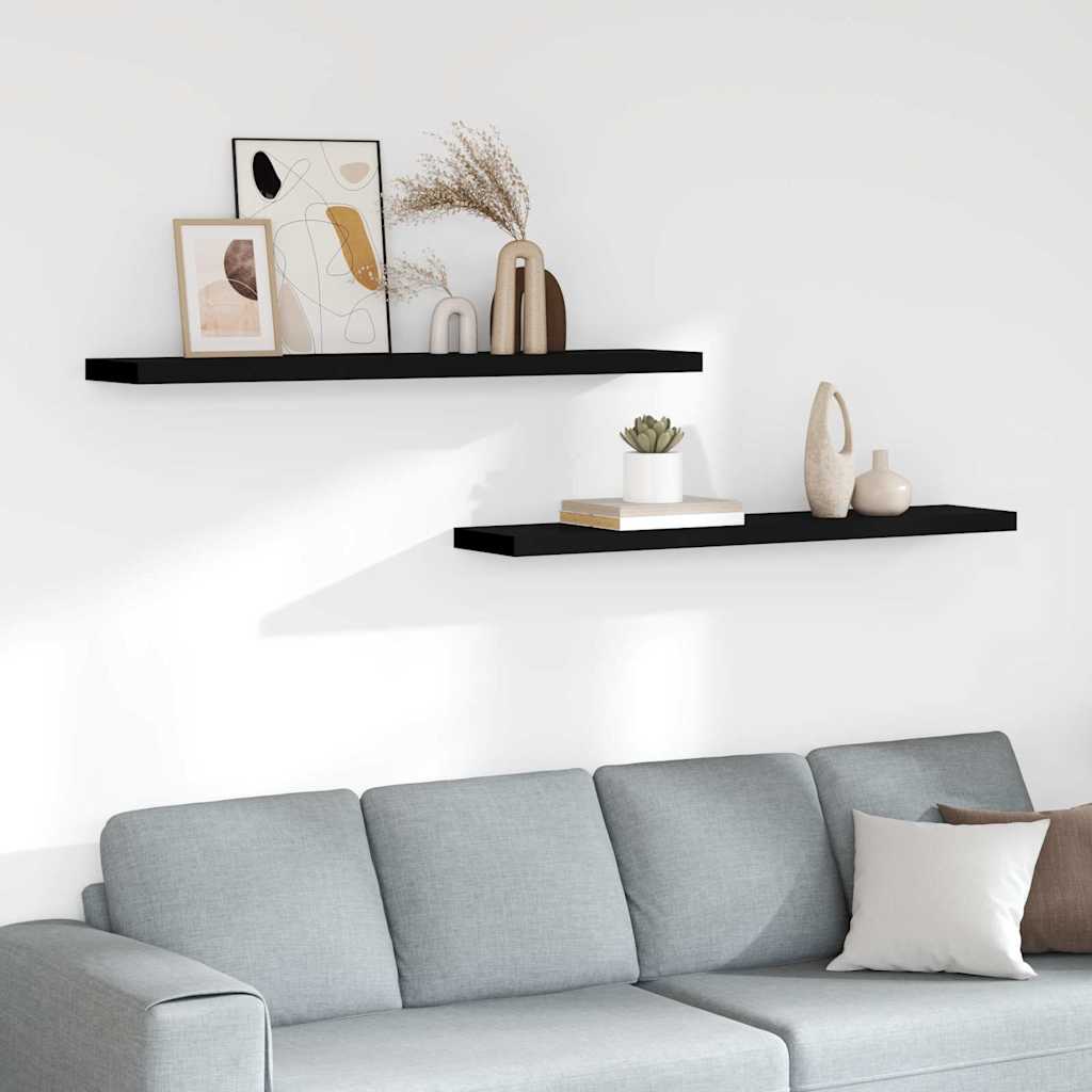 Seinariiulid, 2 tk, must, 120x23,5x3,8 cm MDF